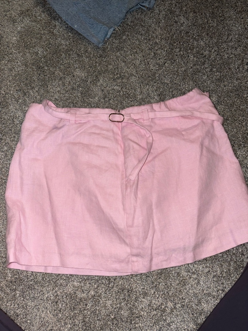 Pink Mini Skort with Front Belt Detail